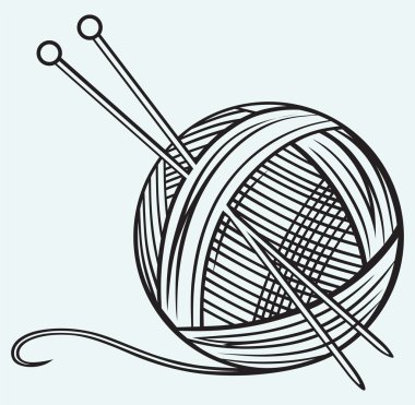 Ball of yarn and needles clipart