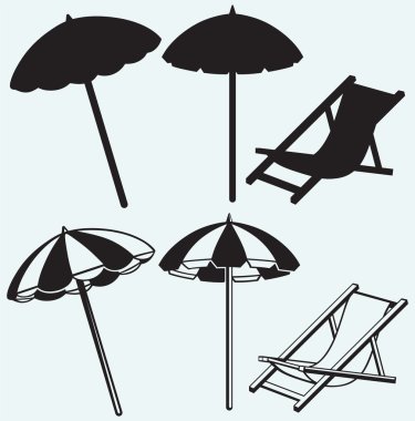 Chair and beach umbrella clipart