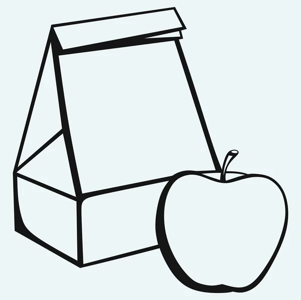 Saco de papel e maçã — Vetor de Stock