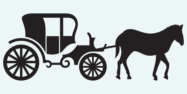 Chariot vintage et tiré par des chevaux — Image vectorielle