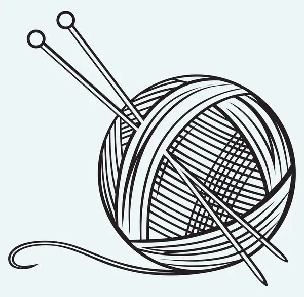 Ball of yarn and needles — Stock Vector