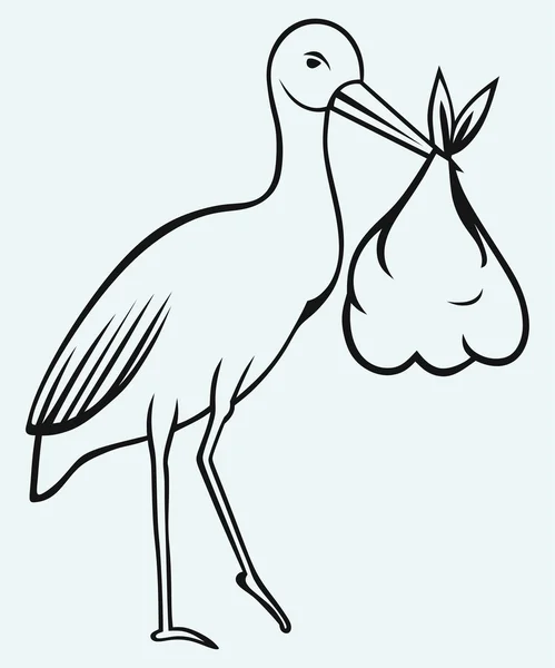 Storch mit Baby — Stockvektor