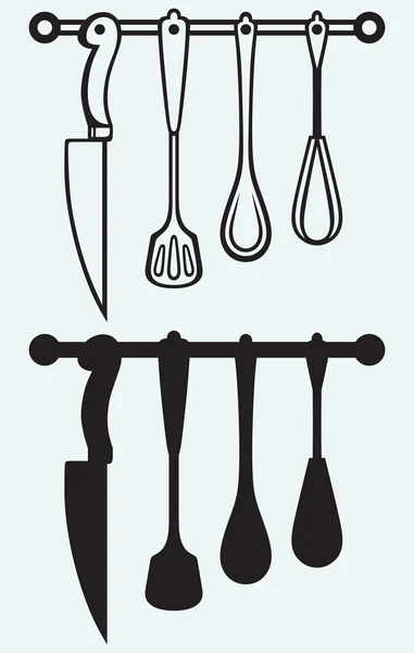 Rack de utensílios de cozinha — Vetor de Stock