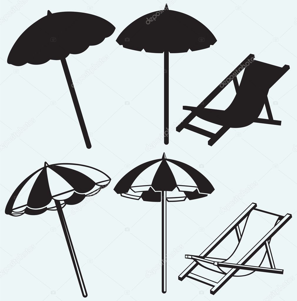 Chair and beach umbrella