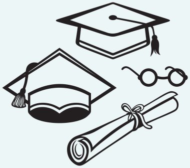 Öğrenci aksesuarları. Mezuniyet kap, puan ve diploma