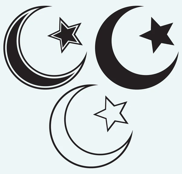 Religiösa islamiska star och crescent — Stock vektor