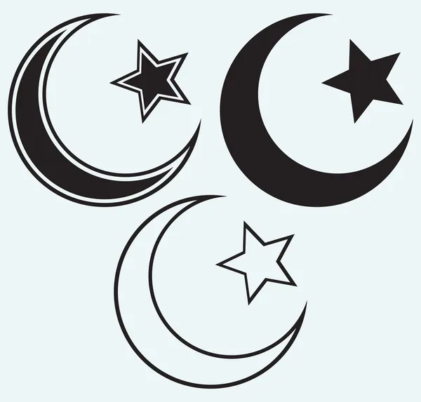 종교 이슬람 별과 초승달 — 스톡 벡터