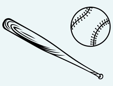 Baseball and baseball bat clipart