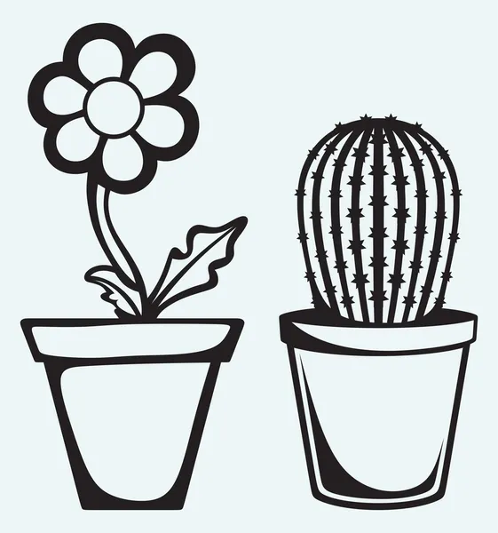 Flores en macetas — Vector de stock