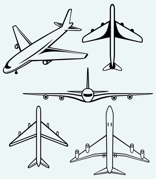 Sammlung verschiedener Flugzeuge — Stockvektor