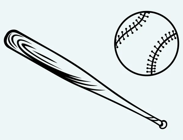 Baseball et batte de baseball — Image vectorielle