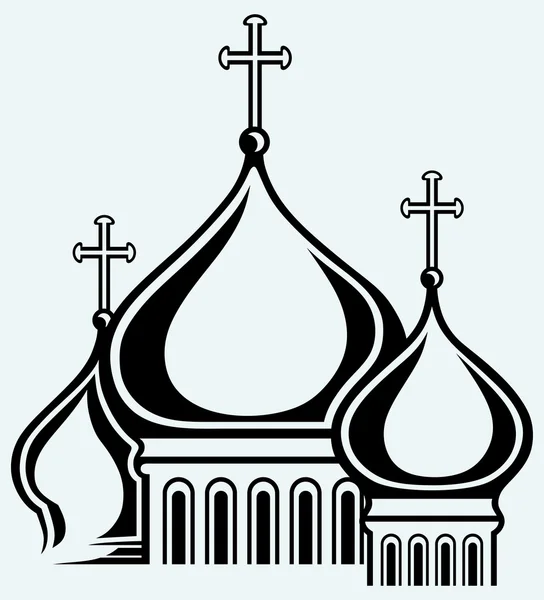 The bulbous domes of orthodox cathedral temple — Stock Vector