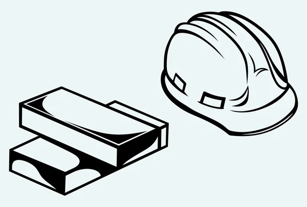 Hard hat and bricks — Stock Vector