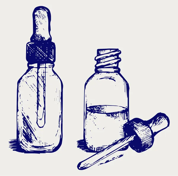 Abra o frasco de remédio com um conta-gotas — Vetor de Stock
