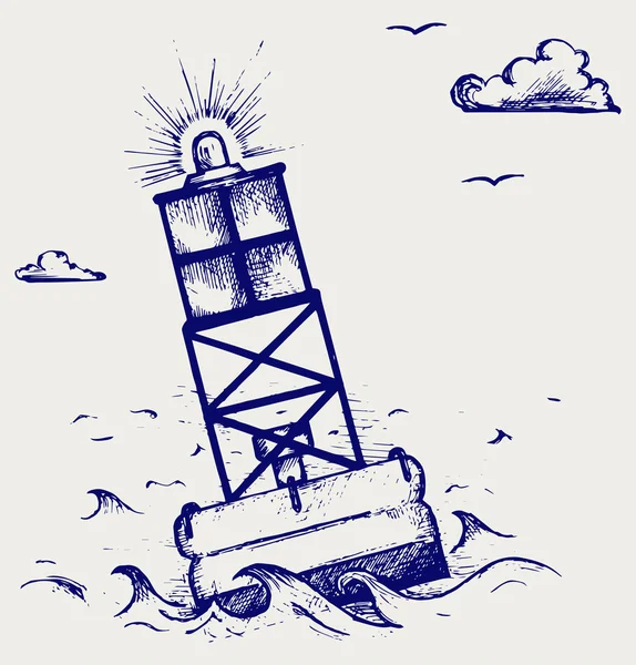 A warning buoy off the coast — Stock Vector