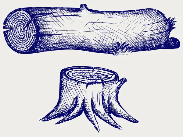 Alter Baumstumpf und Baumstamm — Stockvektor