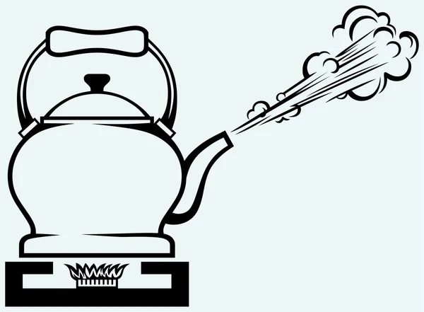 Chaleira de chá no fogão a gás — Vetor de Stock