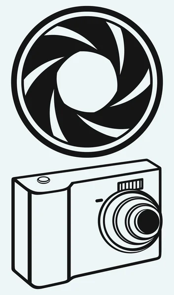 Digital photo camera and camera shutter — Stock Vector