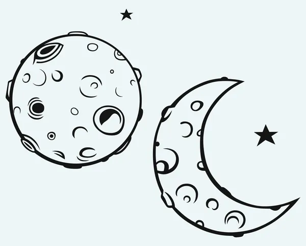 Moon and lunar craters — Stock Vector