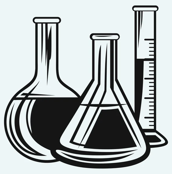 Artículos de vidrio de laboratorio — Vector de stock