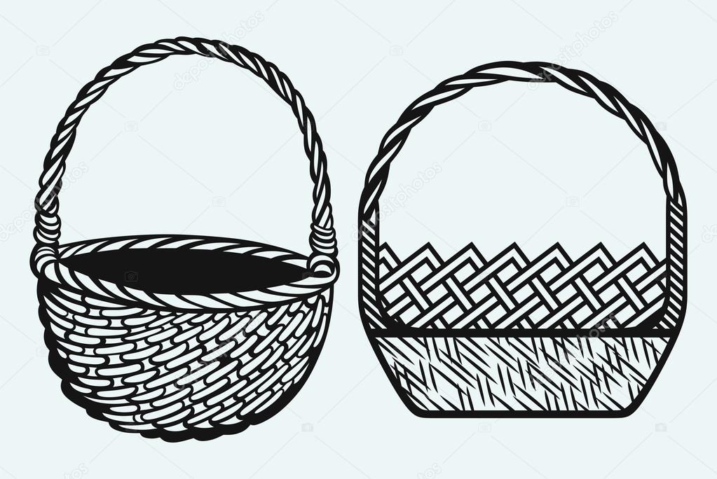 empty basket clip art black and white