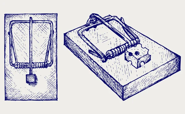 Мышеловка с сыром — стоковый вектор