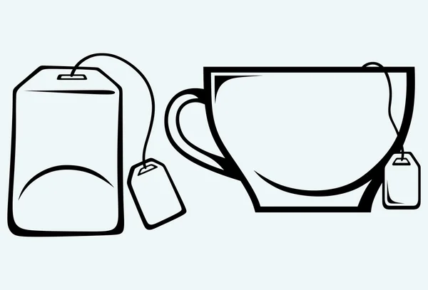 Kubek ceramiczny z etykieta herbata w torebce — Wektor stockowy