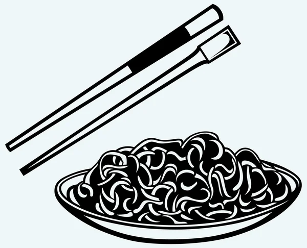 Noodle with chopsticks — Stock Vector