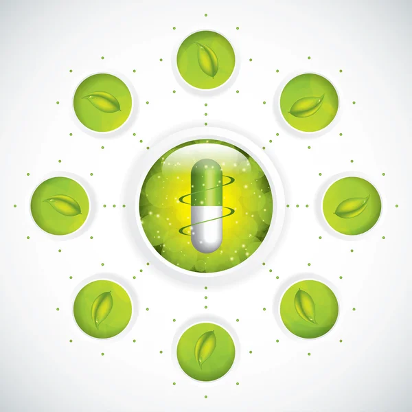 Pílula à base de plantas —  Vetores de Stock