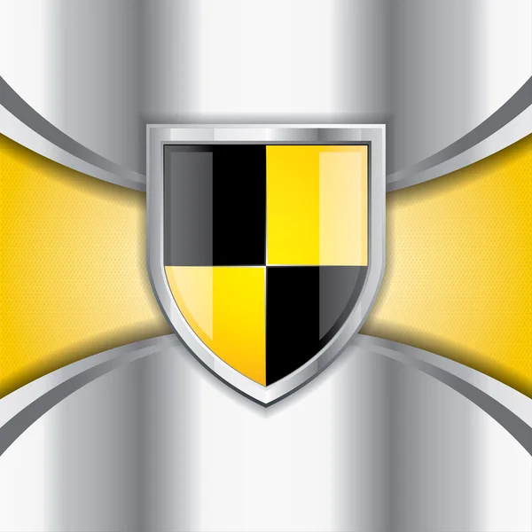 Глянцевий чорно-жовтий щит — стоковий вектор