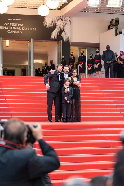 Cannes France July 2021 Joachim Lafosse Gabriel Merz Chammah Lela — Stock Photo, Image