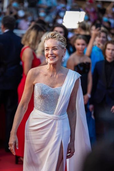 Cannes Francie Června 2021 Sharon Stone Zúčastní Závěrečné Projekce Oss — Stock fotografie