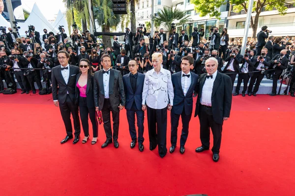 Cannes França Julho 2021 Elkin Diaz Apichatpong Weerasethakul Tilda Swinton — Fotografia de Stock