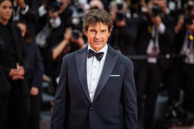 CANNES, FRANCE - 18 Mayıs 2022: Tom Cruise, Palais des Festivals 'te düzenlenen 75.