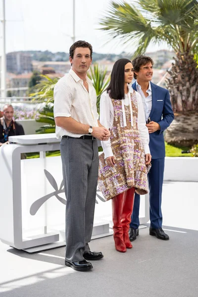 Cannes Francia Maggio 2022 Miles Teller Jennifer Connelly Tom Cruise — Foto Stock