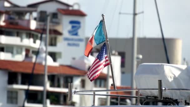 Bandera Mexicana y Americana — Vídeos de Stock