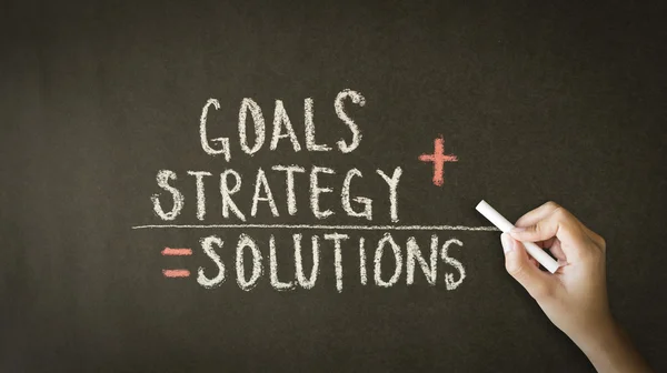 Goals, Strategy, Solutions chalk drawing — Stock Photo, Image