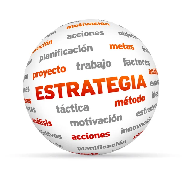 Esfera de palabras de estrategia (en español ) — Foto de Stock