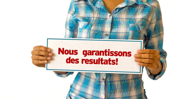 We Deliver Results (In French) — Stock Photo, Image