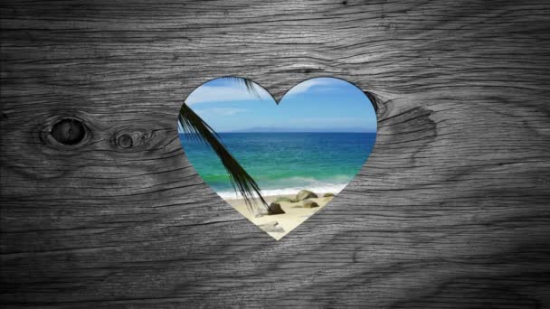 Cuore con vista sulla spiaggia — Video Stock