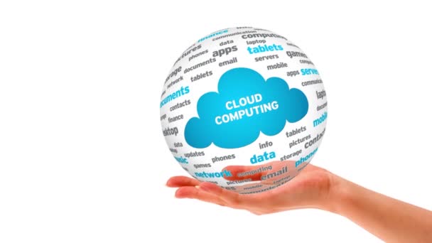 Wortsphäre Cloud Computing — Stockvideo