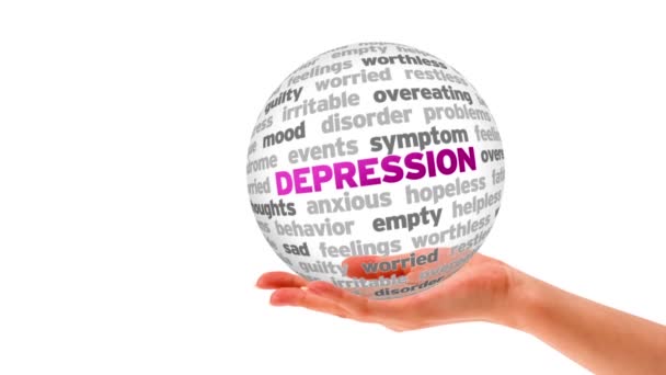 Depressão palavra esfera — Vídeo de Stock