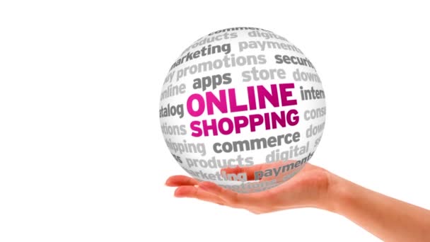 Wortsphäre Online-Shopping — Stockvideo