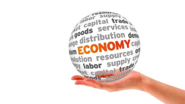 Ekonomi kelime Küre — Stok video