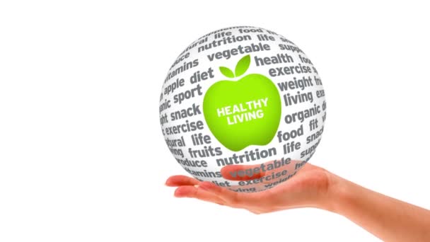 Healthy Living Word Sphere — Stock Video