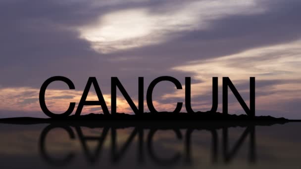 Mot Cancun avec coucher de soleil — Video