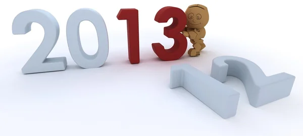 Cardboard Box figure bringing in the new year — Stock Photo, Image