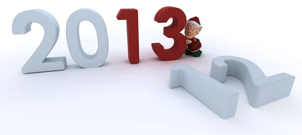 Elfo de Natal trazendo o ano novo — Fotografia de Stock