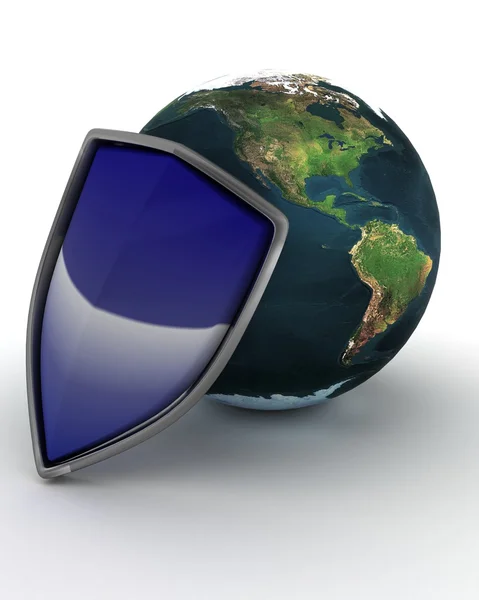 Escudo y protección de internet Globe —  Fotos de Stock