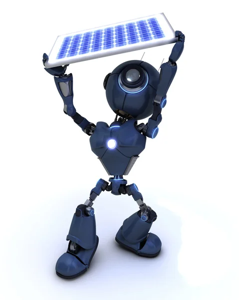 Android with a solar panel — Stock Photo, Image